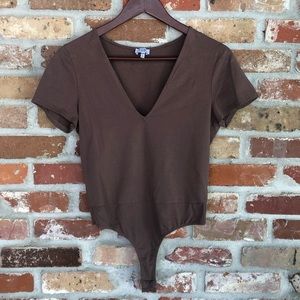 Tobi Brown V-Neck Bodysuit